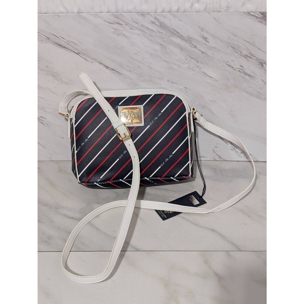 U.S. POLO ASSN. Women's Red White & Blue Striped Crossbody Bag One Size NWT